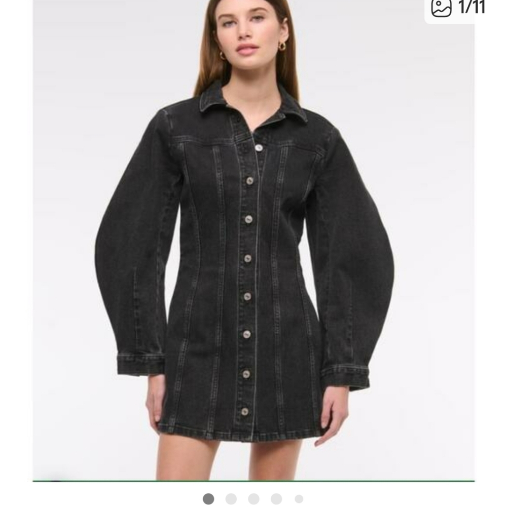 NWT Ambercrombie & Fitch Barrel Sleeve Black Demin Dress - XS
